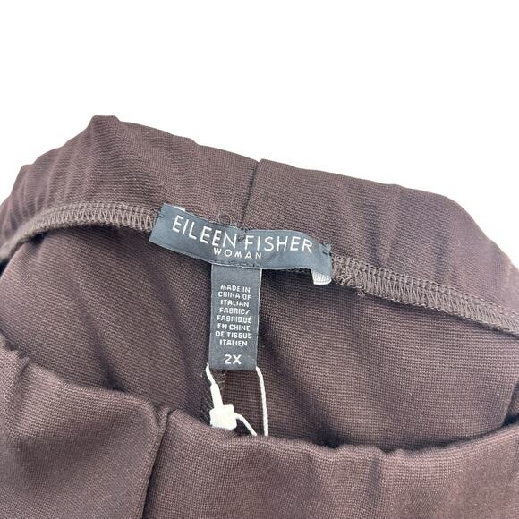 Eileen Fisher Straight Pants Viscose Stretch Ponte Knit Brown Plus Size 2X - Picture 11 of 12